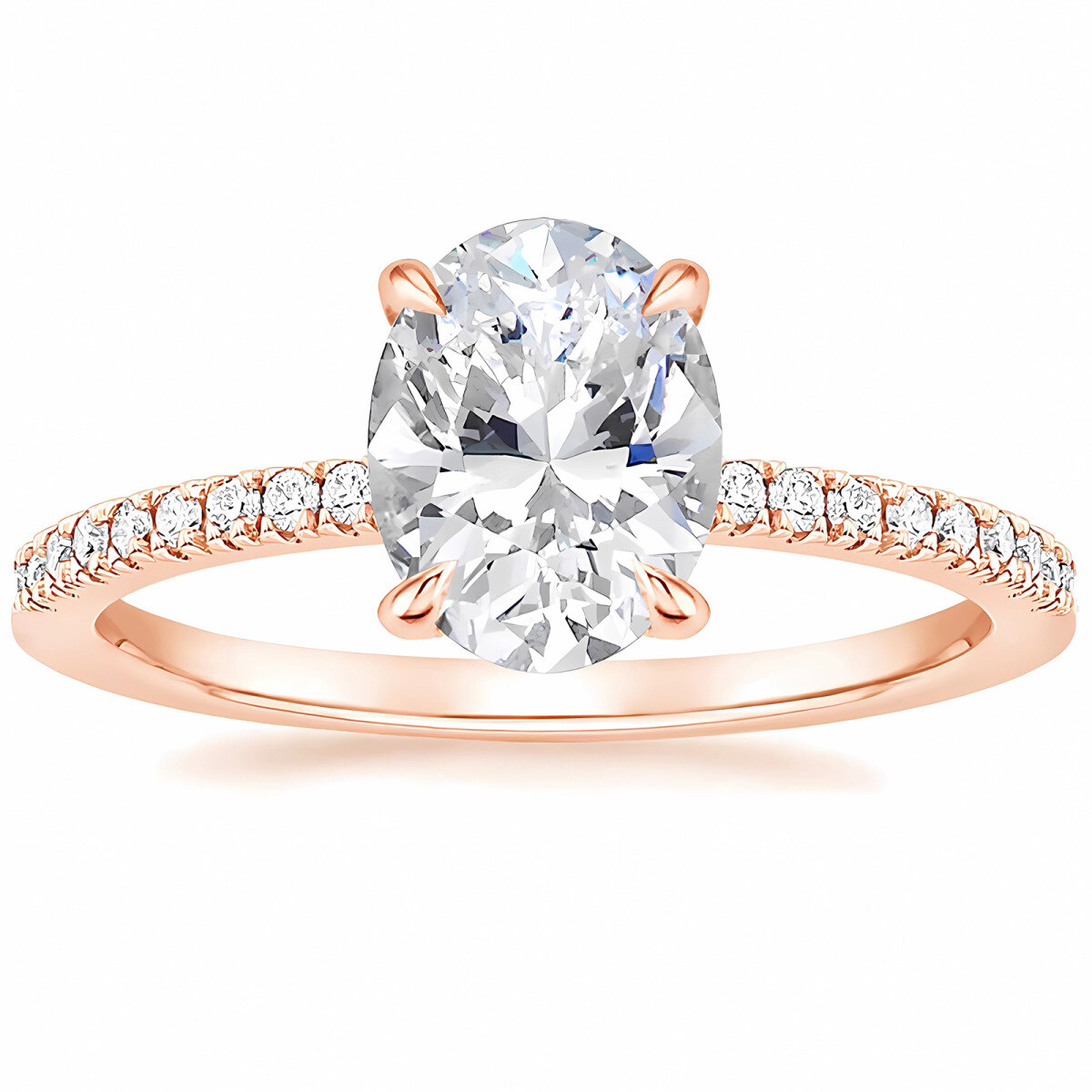 Bague Moissanite ovale en or rose 10K-1