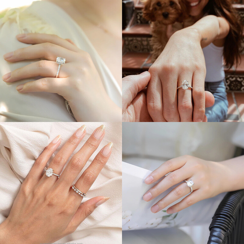 10K witgouden ovaal gevormde moissaniet ring-2