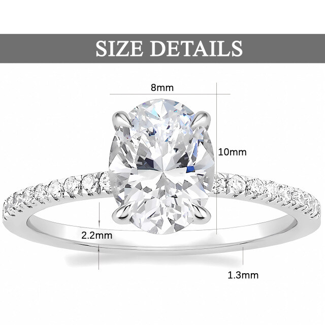 Bague Moissanite ovale en or blanc 10K-4