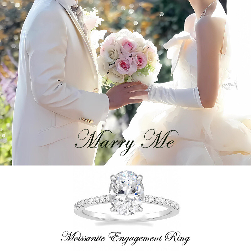 10K witgouden ovaal gevormde moissaniet ring-5