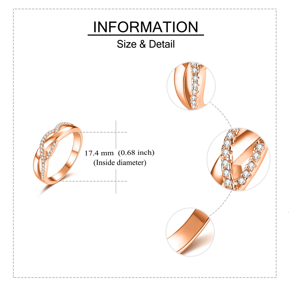 10K Rose Gold kubischer Zirkonia personalisierter klassischer Namensring-5