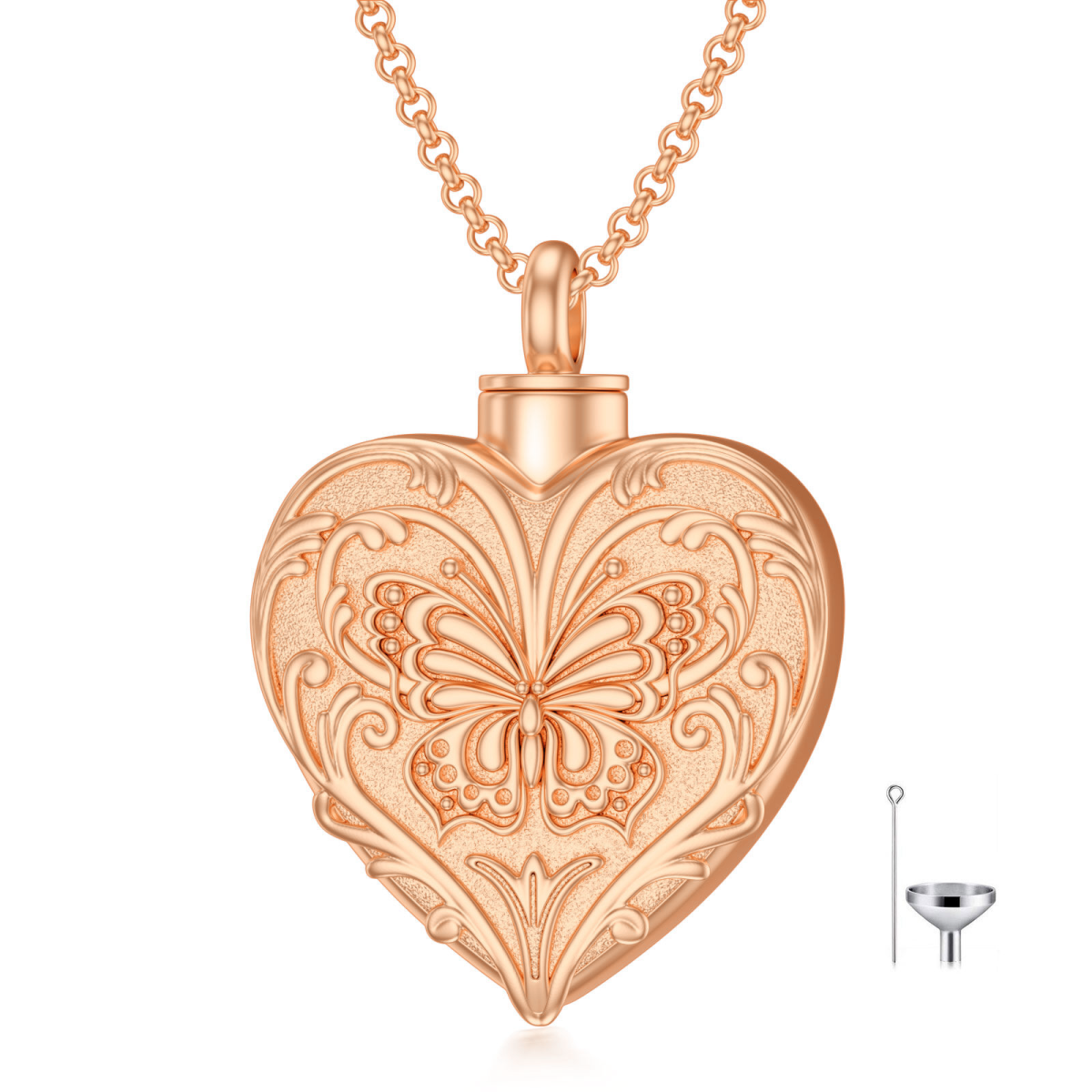 10K Rose Gold Butterfly Urn Necklace for Ashes-3