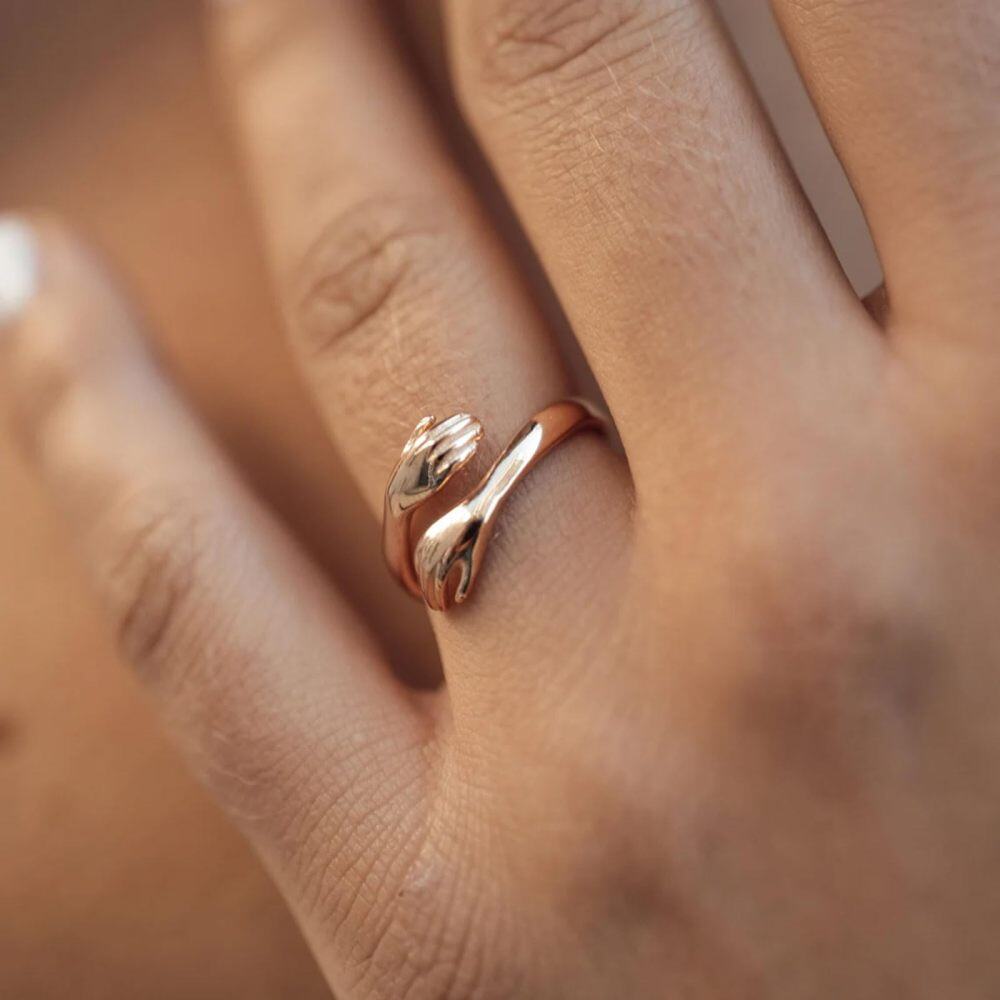 Anello aperto con incisione personalizzata in oro rosa 18K-2