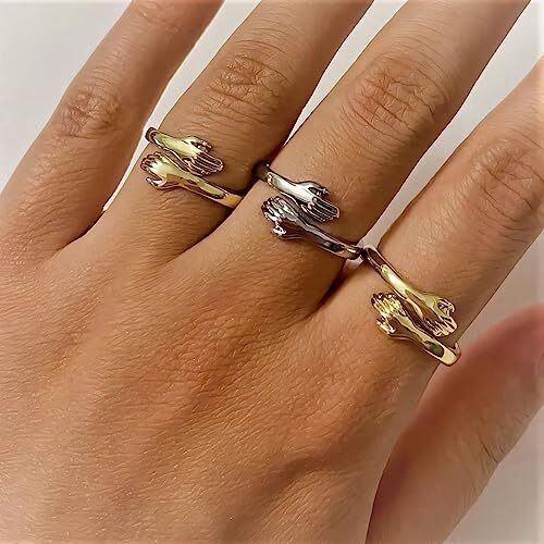 10K Rose Gold Personalized Engraving & Hug Open Ring-2