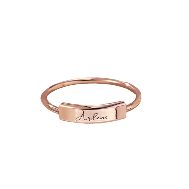 10K Rose Gold Personalized Engraving Signet Ring-1