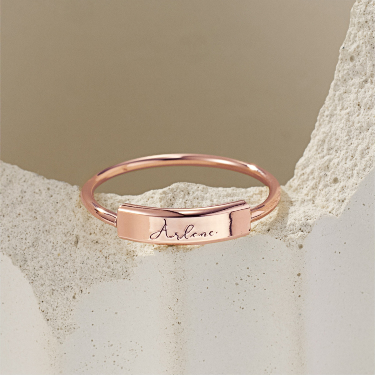 10K Rose Gold Personalized Engraving Signet Ring-2