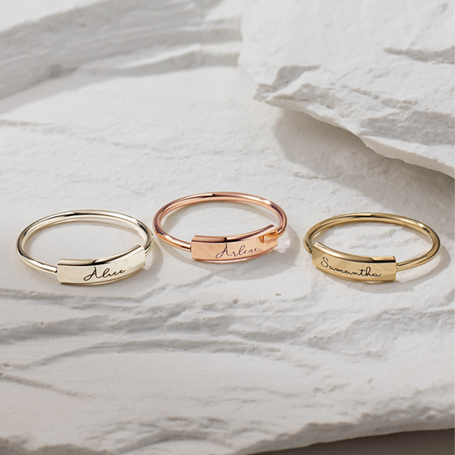 10K Rose Gold Personalized Engraving Signet Ring-3