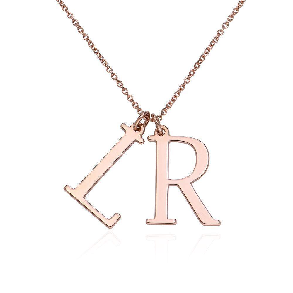 Colar com pingente de letra inicial personalizada em ouro rosa 10K-1