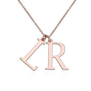 10K Rose Gold Personalized Initial Letter Pendant Necklace-40