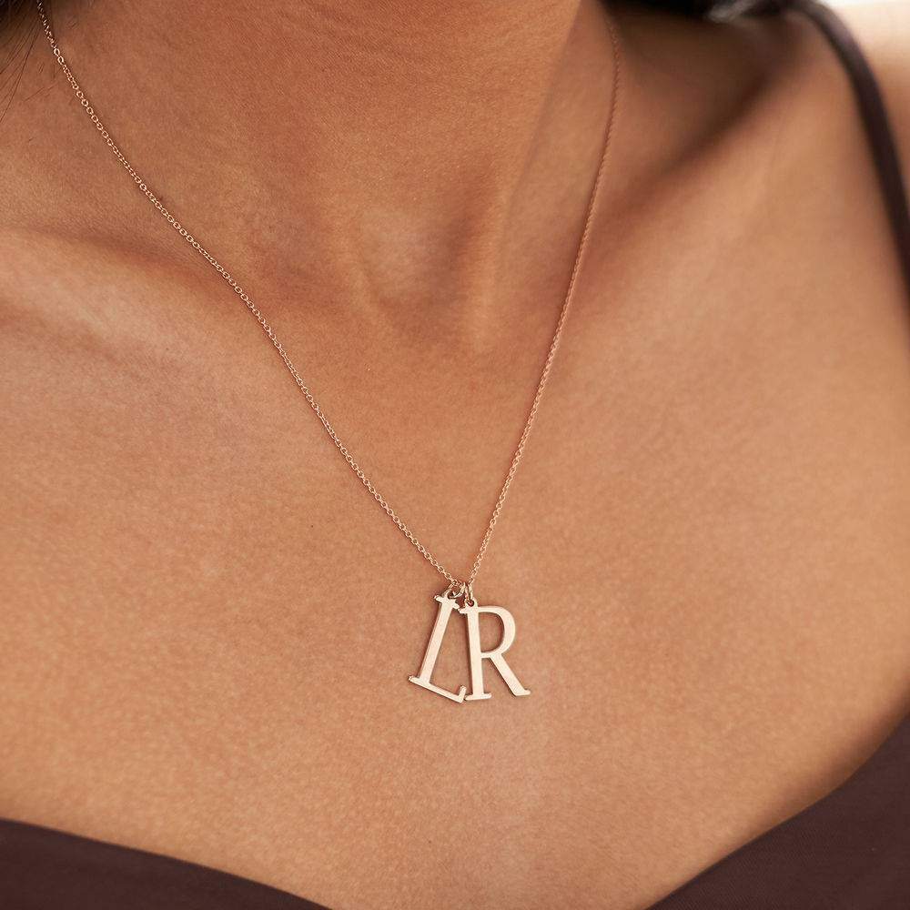 10K roségouden gepersonaliseerde letterhangerketting-2