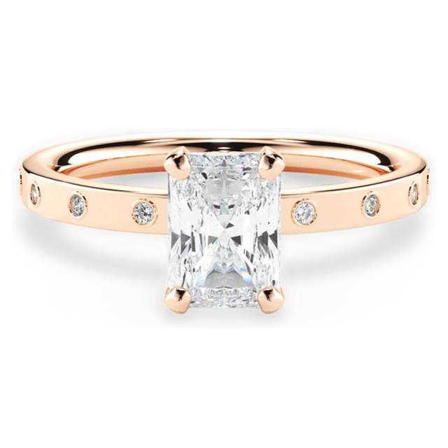 Fede nuziale in moissanite quadrata principessa in oro rosa 10 carati-1