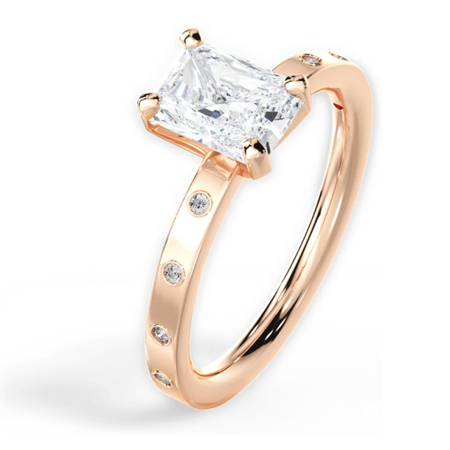 10K Rose Gold Princess-square Moissanite Wedding Ring-2