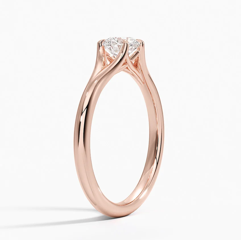 10K Rose Gold Round Cut Emerald Reverie Solitaire Engagement Ring-3