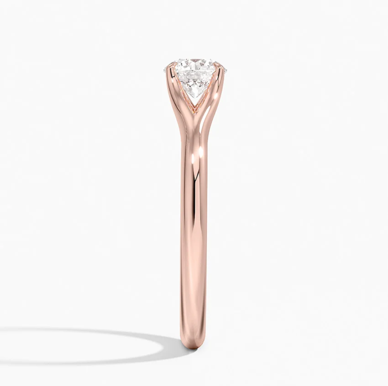 10K Rose Gold Round Cut Emerald Reverie Solitaire Engagement Ring-4