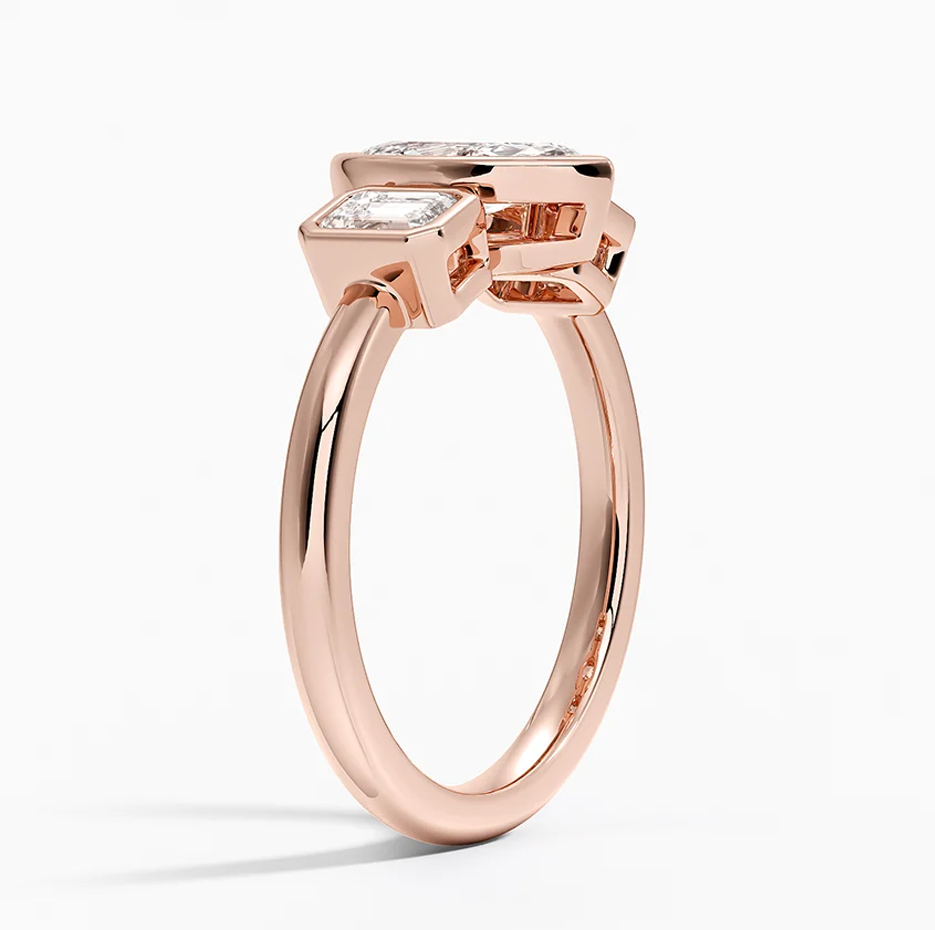 10K Gold 1 to 3.5 CT.T.W. Marquise Cut Lab Created Diamond Bezel Three Stone Engagement Band IGI Certified-3