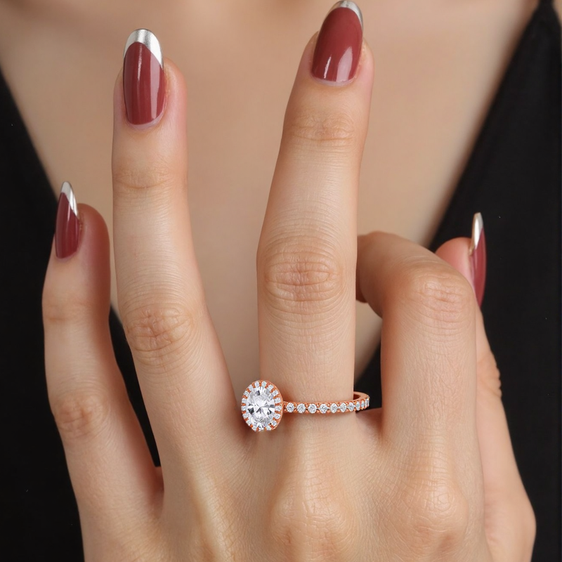 10K Rose Gold 1 to 3.5 CT.T.W. Oval Lab Created Diamond Custom Engagement Ring D VVS1-VS1 IGI Certified-5