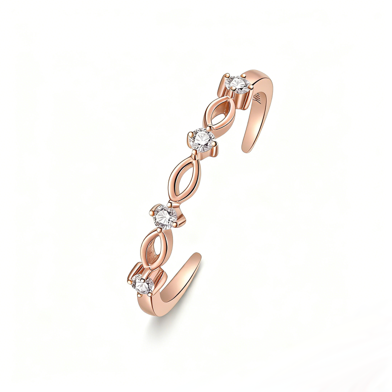 14Kローズゴールドキュービックジルコニアトゥリング-1