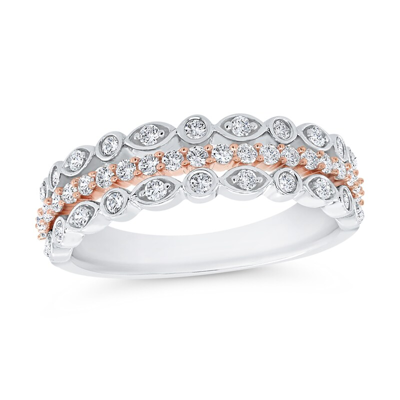 10K White Gold Round Cut Diamond Custom Stackable Ring J Color I1 Clarity 3EX IGI Certified-14