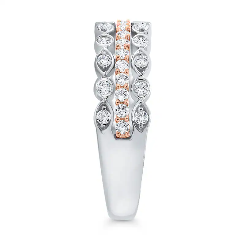 10K White Gold Round Cut Diamond Custom Stackable Ring J Color I1 Clarity 3EX IGI Certified-2