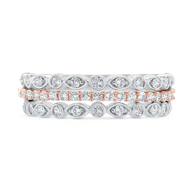 10K White Gold Round Cut Diamond Custom Stackable Ring J Color I1 Clarity 3EX IGI Certified-4