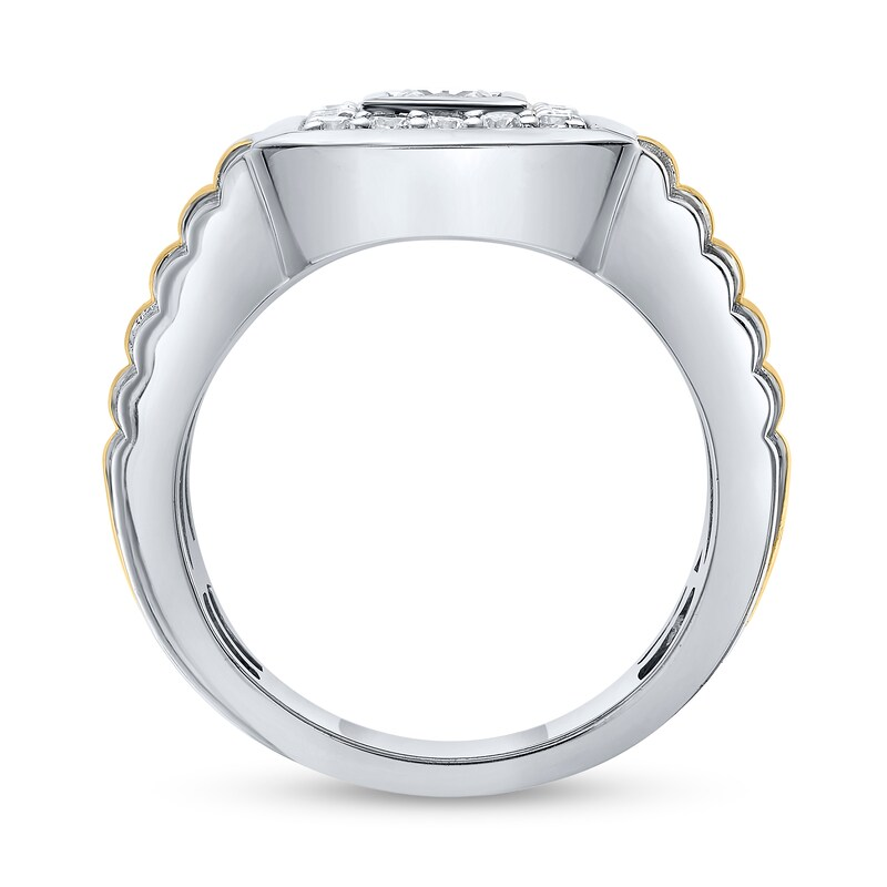 Aliança de casamento com armação de diamante criada em laboratório e corte quadrado de ouro 14K bicolor para homens-3