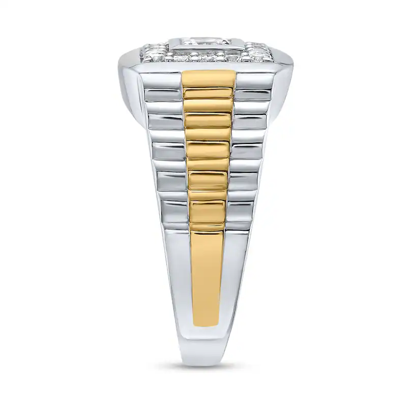 10K White Gold 1 CT. T.W Princess Lab Created Diamond Wedding Ring for Men D Color VVS1 Clarity 3EX IGI Certified-4