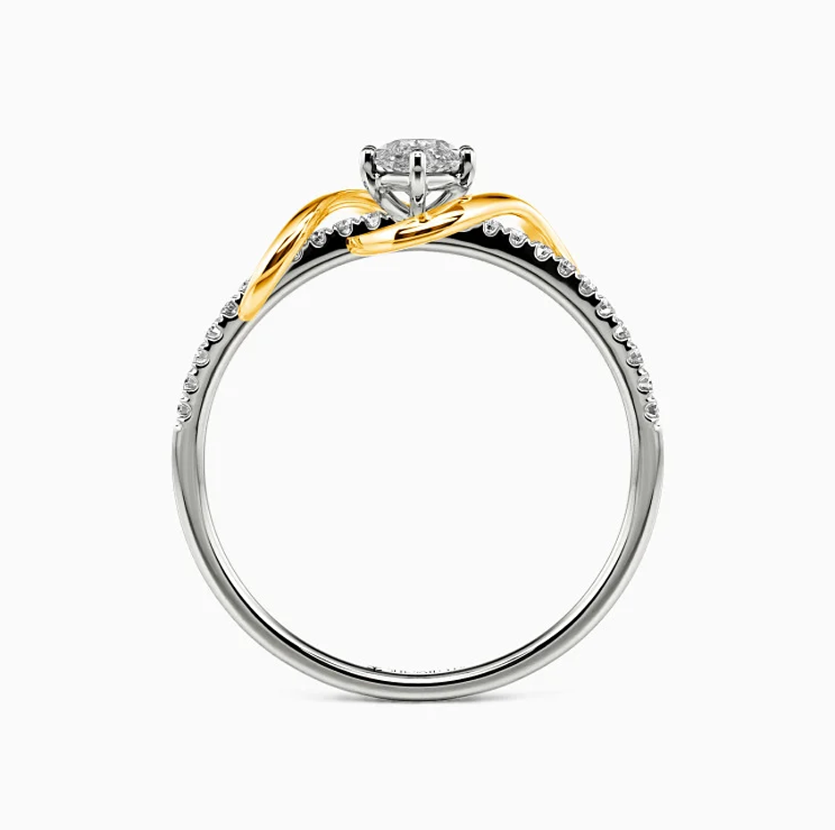 Anel de noivado com diamante em lapidação marquise em ouro bicolor de 10 quilates, cor D, claridade VVS-VS, certificado IGI 3EX-5