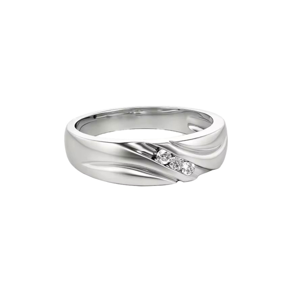 10K White Gold 0.06CT.T.W Round Cut Diamond Custom Ring for Men 3EX IGI Certified-1