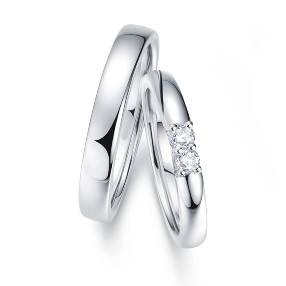 10K White Gold 0.1 CT Round Cut Lab Created Diamond Custom Couple Rings 3EX IGI Certified-3