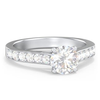 10K White Gold 1CT Circular Shaped Lab Created Diamond Engagement Ring