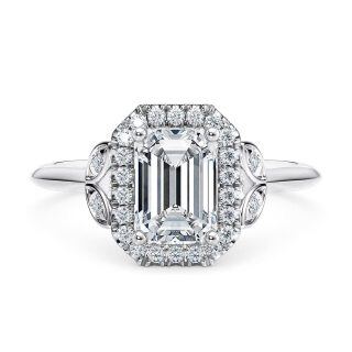 10K White Gold 1CT Emerald Cut Moissanite Personalized Engraving Engagement Ring-35