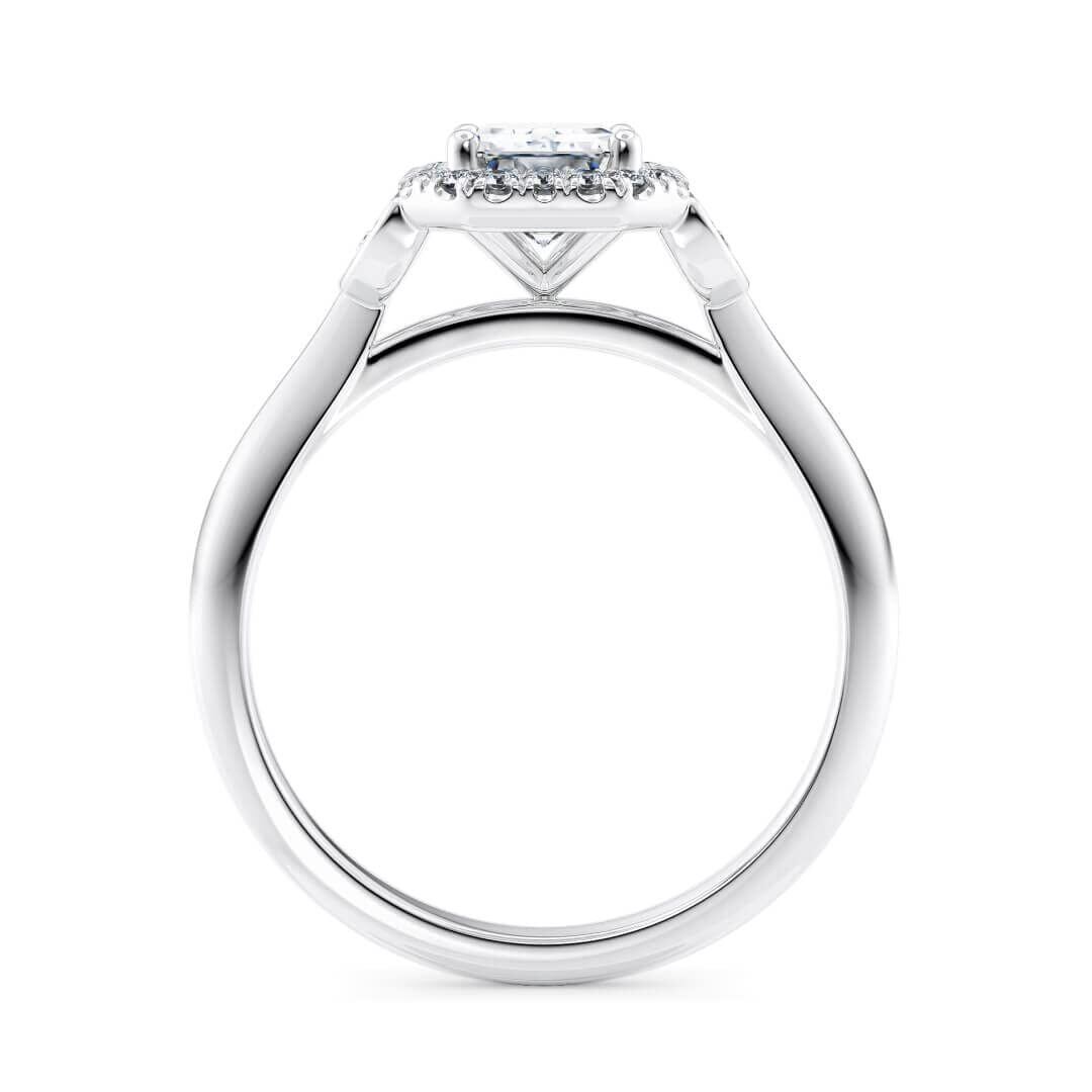 10K White Gold 1CT Emerald Cut Moissanite Personalized Engraving Engagement Ring-5