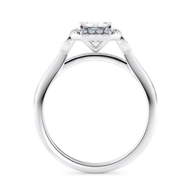 10K White Gold 1CT Emerald Cut Moissanite Personalized Engraving Engagement Ring-5