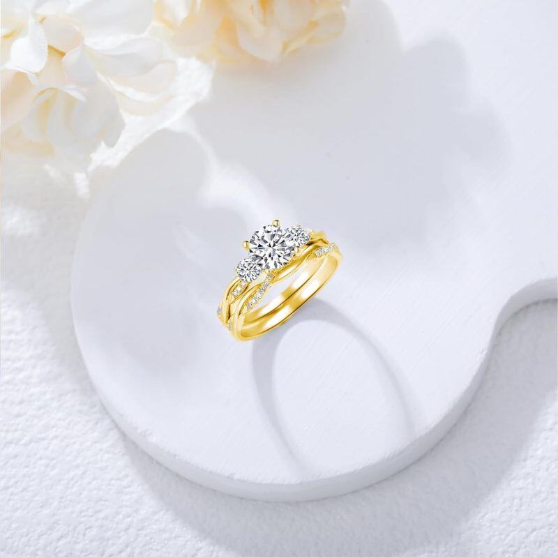 Conjunto de Noivado em Ouro Branco 10K com Moissanita de 1 Quilate-2