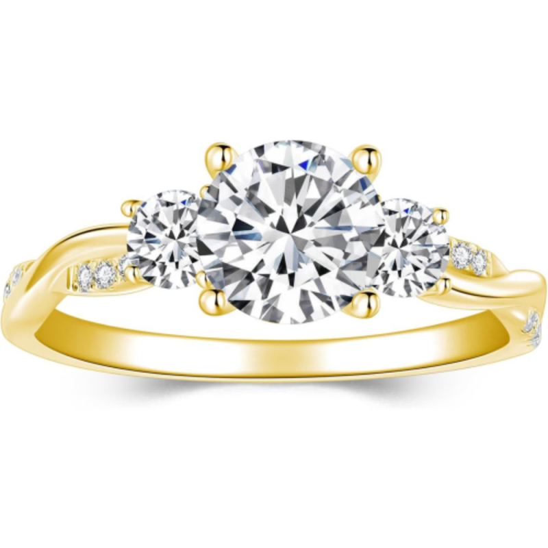 Conjunto de Noivado em Ouro Branco 10K com Moissanita de 1 Quilate-4