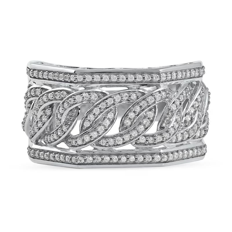 10K White Gold 0.5 CT. T.W Round Lab Created Diamond Wedding Ring for Men D Color VVS1-VS1 Clarity 3EX IGI Certified-4