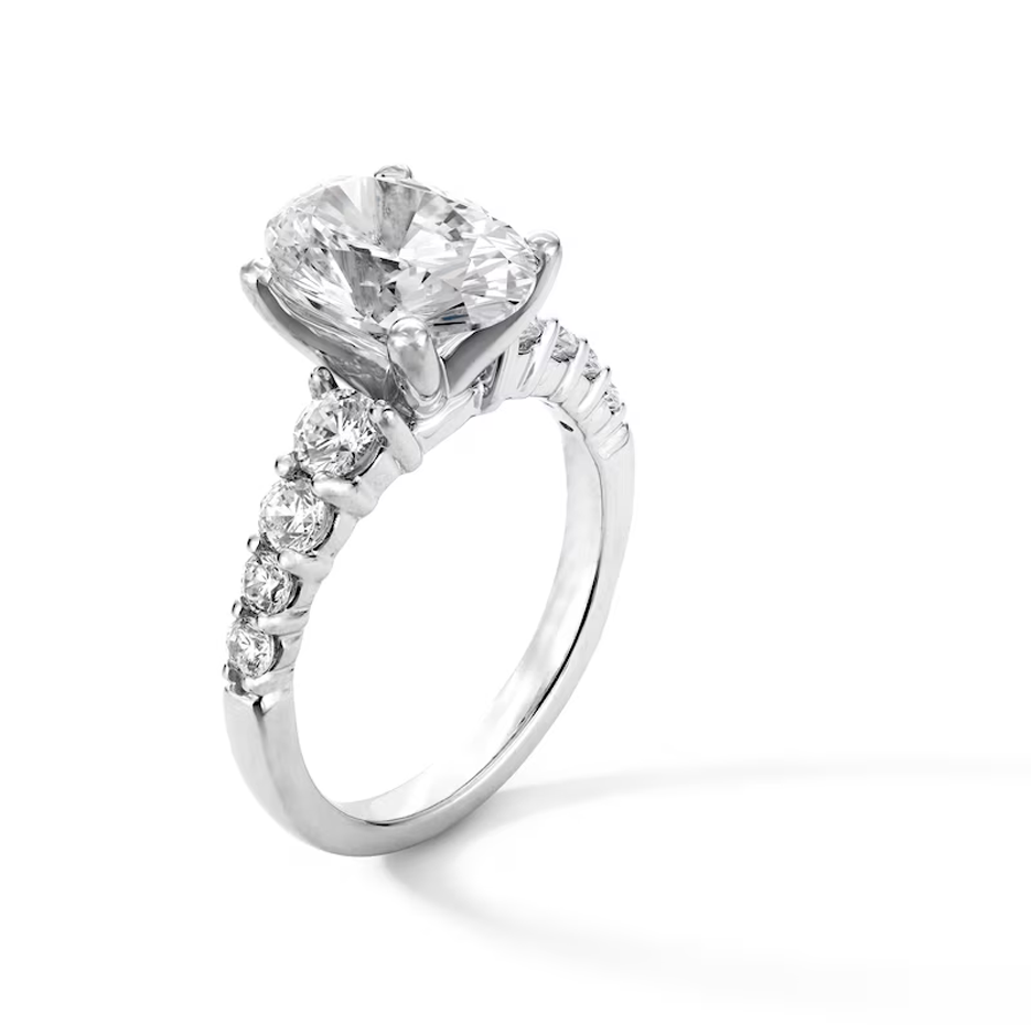 10K Gold 1.25 to 3.75 CT.T.W. Oval Cut Diamond Graduated Shank Engagement Band IGI Certified-3