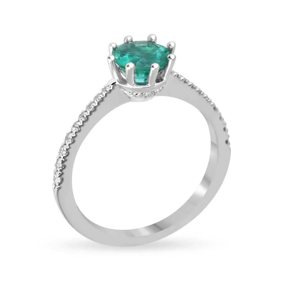 10K Gold 1.25 to 5.25 CT.T.W. Round Cut Natural Diamond & Lab Created Emerald Engagement Band G-H VS-SI-4