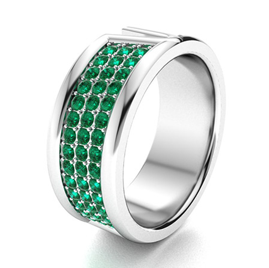 10 Karat Gold 1,26 Karat Smaragd V-Style Statement Ring für Herren-3