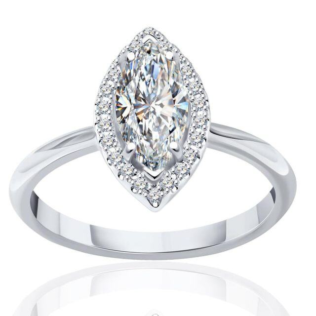 10K White Gold 2CT Marquise Cut Moissanite Engagement Ring-1