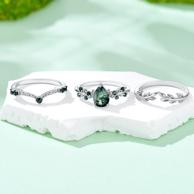 10K White Gold 2CT Pear Cut Bridal Set-3