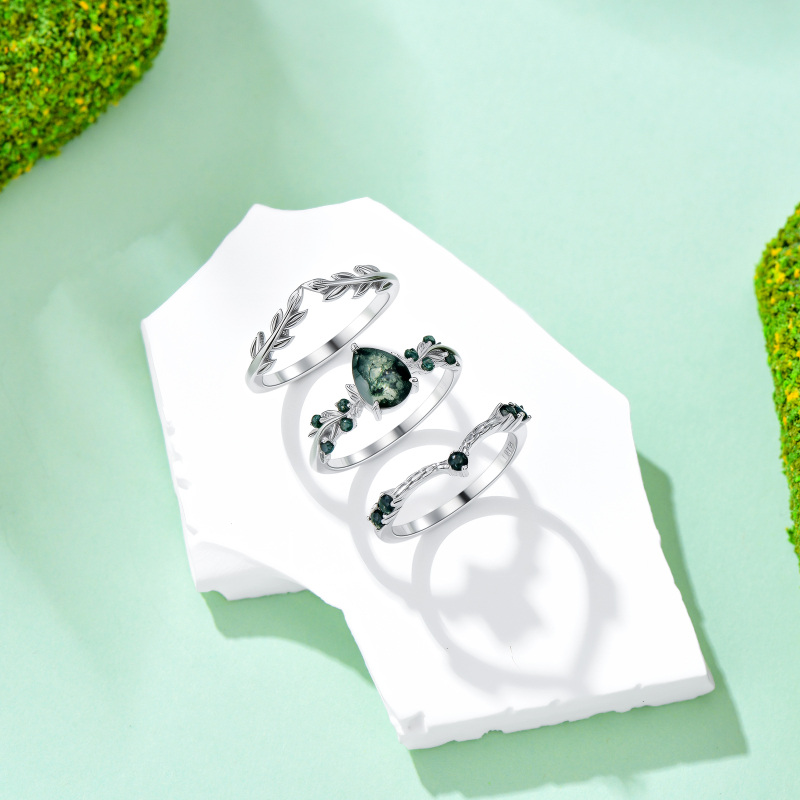 10K White Gold 2CT Pear Cut Bridal Set-4