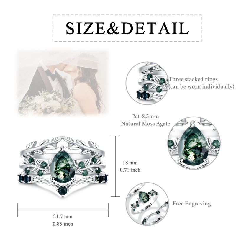 10K White Gold 2CT Pear Cut Bridal Set-5