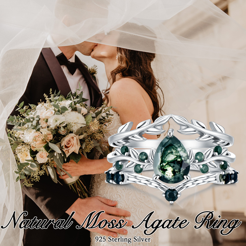 10K White Gold 2CT Pear Cut Bridal Set-6