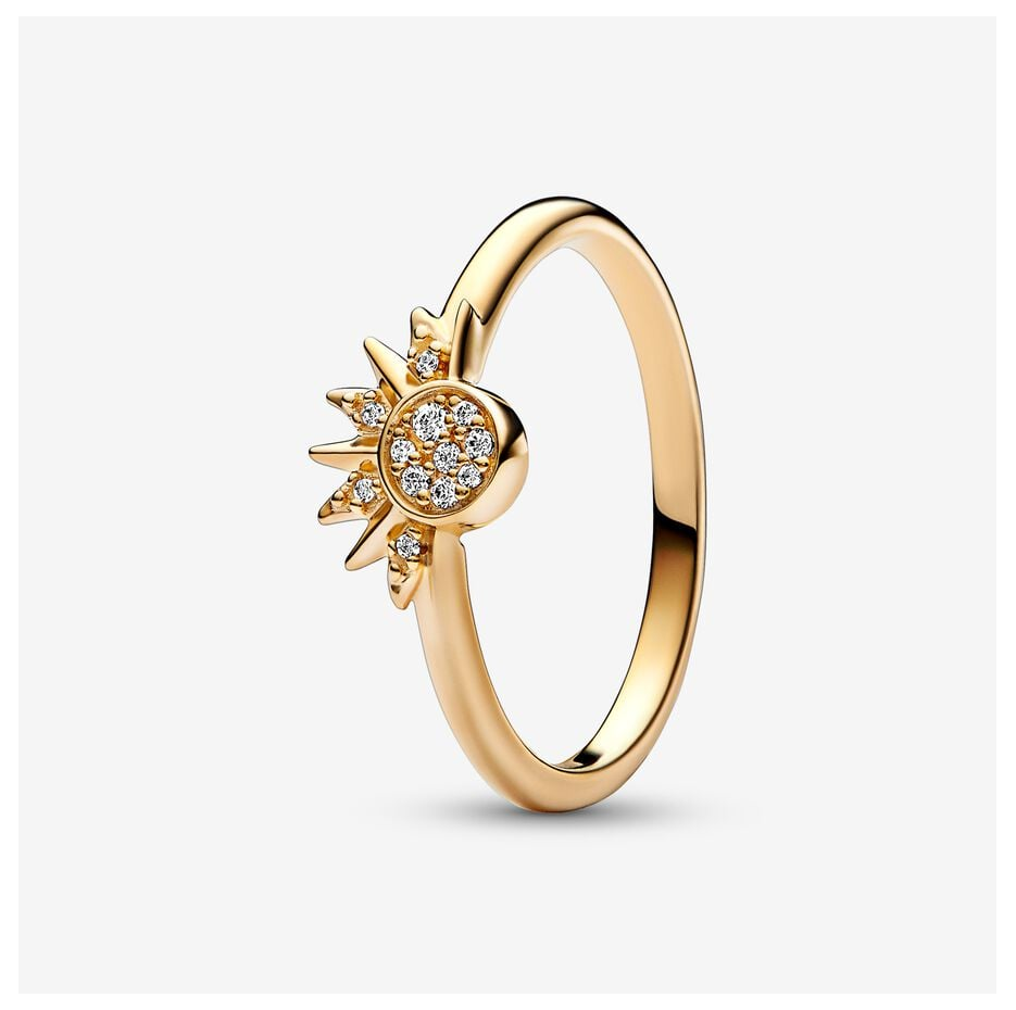 10K White Gold 0.3 CT.T.W. Round Moissanite Celestial Sun & Moon Sparkling Ring Set-3