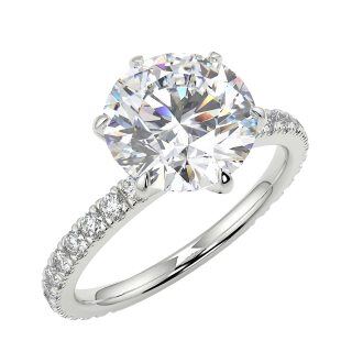 10K White Gold 3CT Circular Moissanite Personalized Engraving & Couple Engagement Ring-7