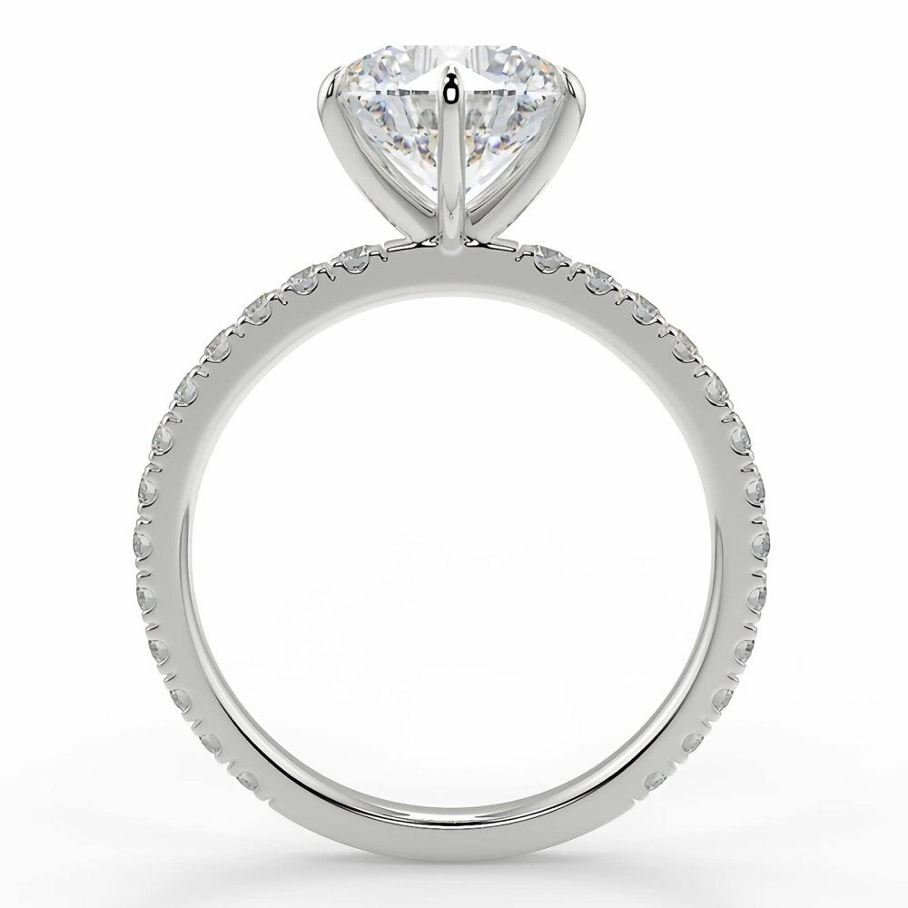 10K White Gold 3CT Round Moissanite Personalized Engraving & Engagement Ring-2