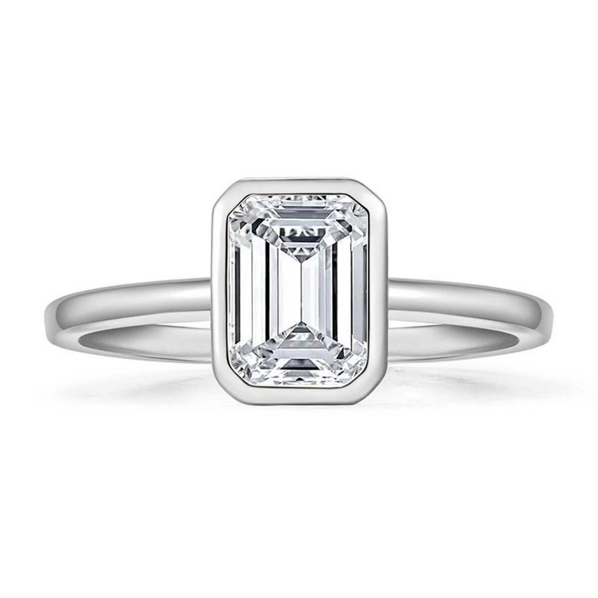 Bague de fiançailles en moissanite en forme de carré de princesse en or blanc 10 carats 3CT-1