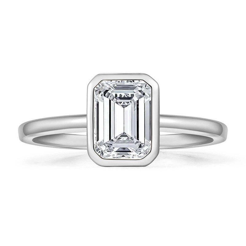 Anillo de compromiso de oro blanco de 10 quilates con moissanita 3CT en forma de princesa-1