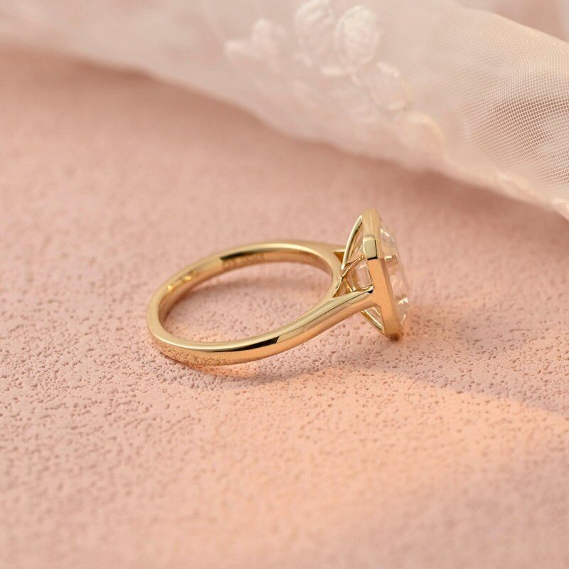 Anillo de compromiso de oro blanco de 10 quilates con moissanita 3CT en forma de princesa-5
